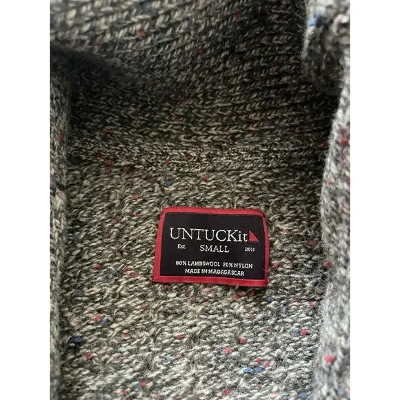 UNTUCKit Emeric Donegal Collared Cardigan Sweater Size S Gray Speckled Grandpa - Picture 6 of 11